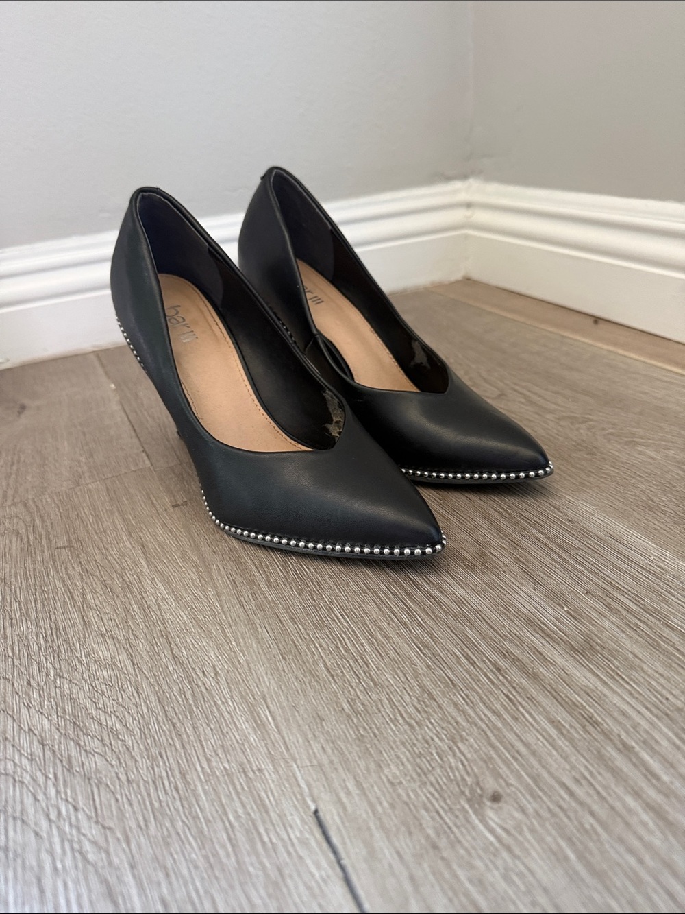 Bar III Black Pointed Pumps with Silver Stud Detailing